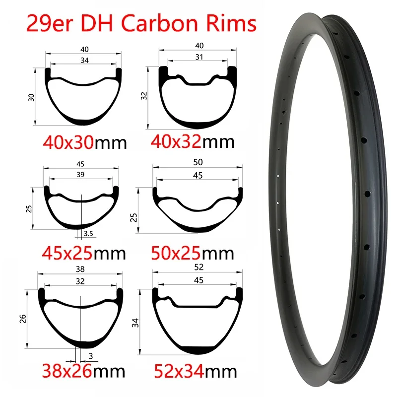 DH carbon rims 29er downhill carbon rims hand built 40mm 45mm 50mm 52mm wide