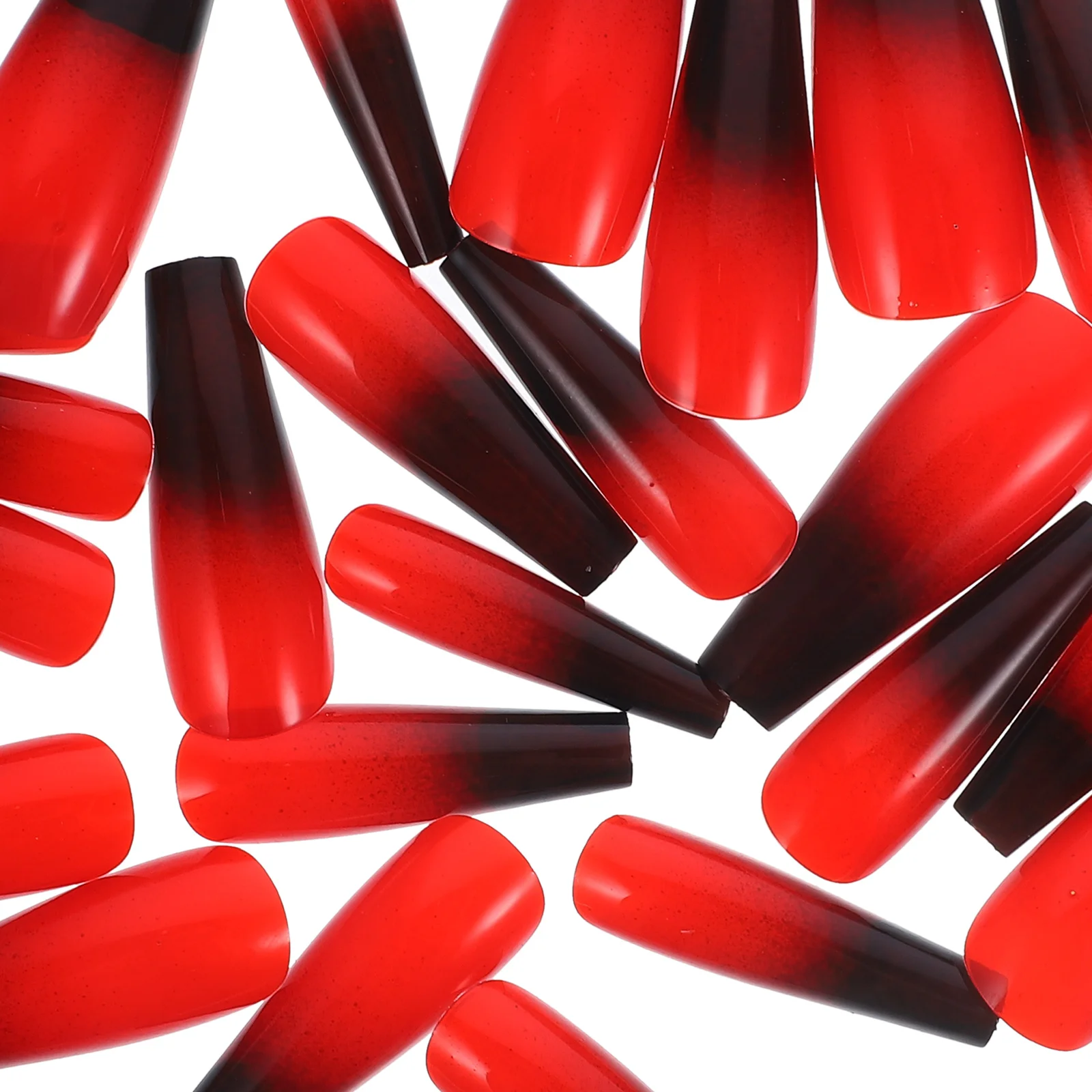 

24pcs 2 Sets Black Red Gradient Fake Nails Matte Ballerina Artificial Nail Tips For Women Girls False Fingernails Manicure