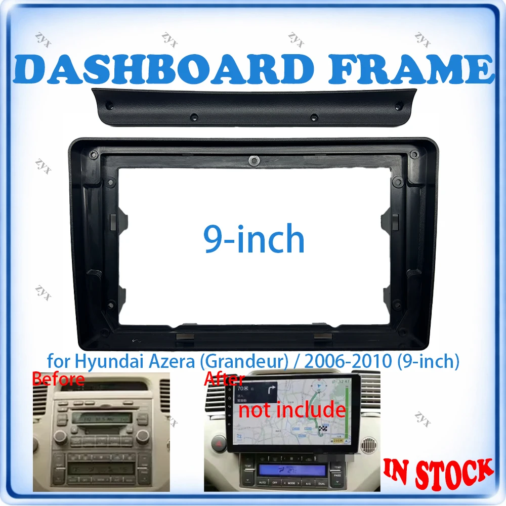 Car Radio Fascia Frame For Hyundai Azera 2006-2010 9 inch Wiring Harness Power Cable Car Accessories Plug & Play