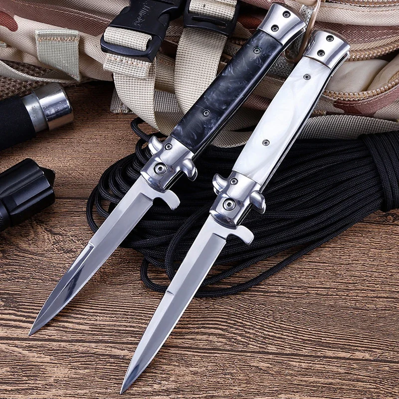 

9.3'' Tactical Knife Damascus Steel 7Cr15 Blade 59HRC Steel Folding Blade Knife Pocket Knife Survival Camping Knives EDC Tools