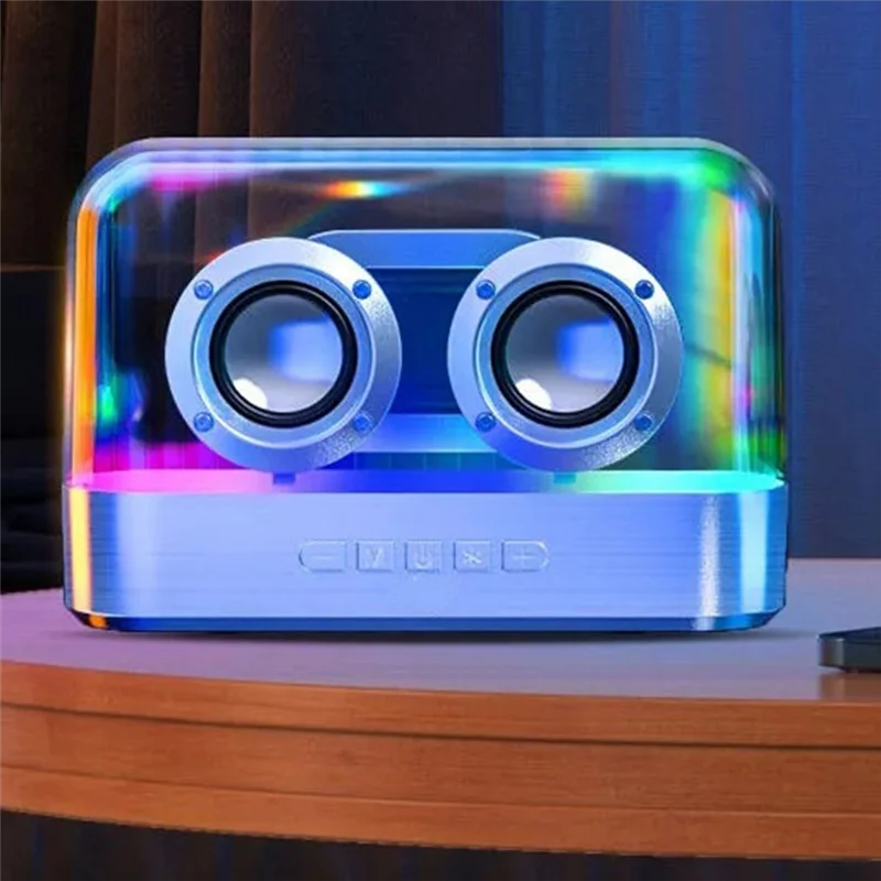 

A31R-Colorful Lights Wireless Bluetooth Speaker Glazed Colorful Multifunction Subwoofer Desktop Volume Plug-In Speaker, Black Du