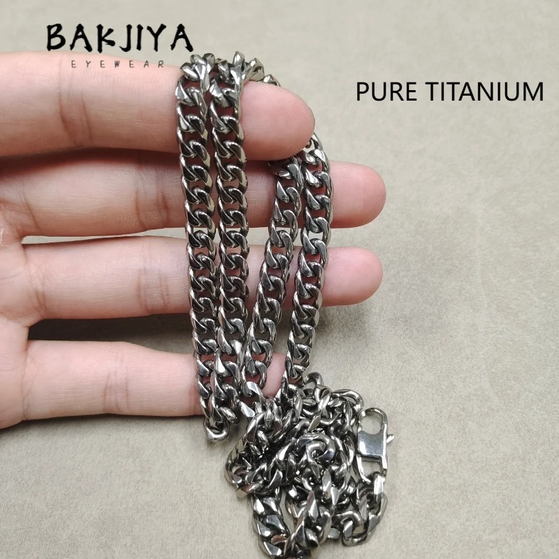 TA1 Pure Titanium Necklace For Men, 7mm Cuban Chain Twist Grinding Six Sided Polishing Skin Friendly No Allergic Chain Necklace