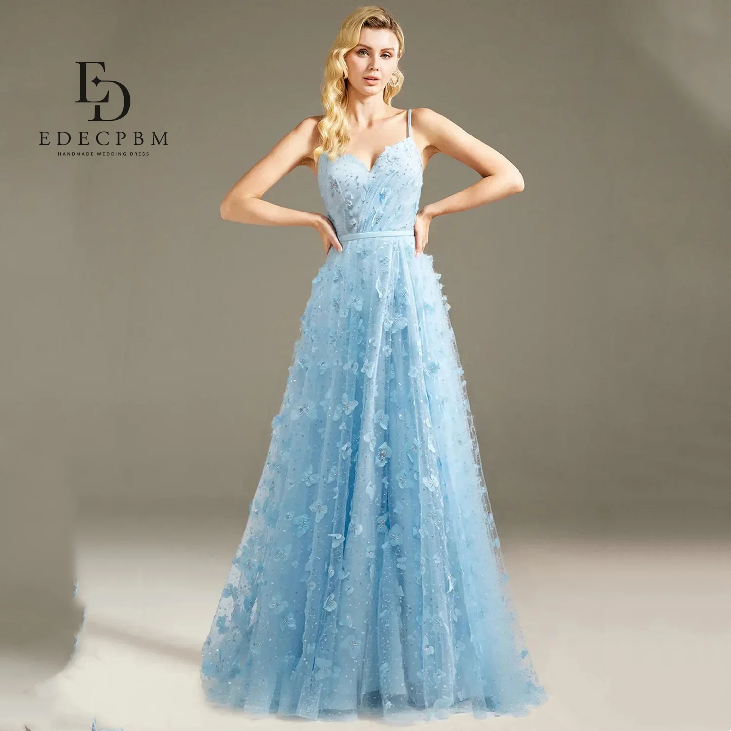 

EDECPBM فساتين سهرة Beautiful Prom Dresses Store Blue Women Evening Dress Customized Butterfly Vestidos De Festa A-line 2025