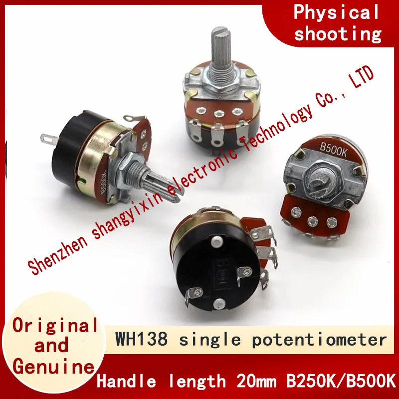 WH138 Single bend-foot potentiometer with Switch regulator lamp Dimming Potentiometer switch governor handle 20mm B250K/B500K