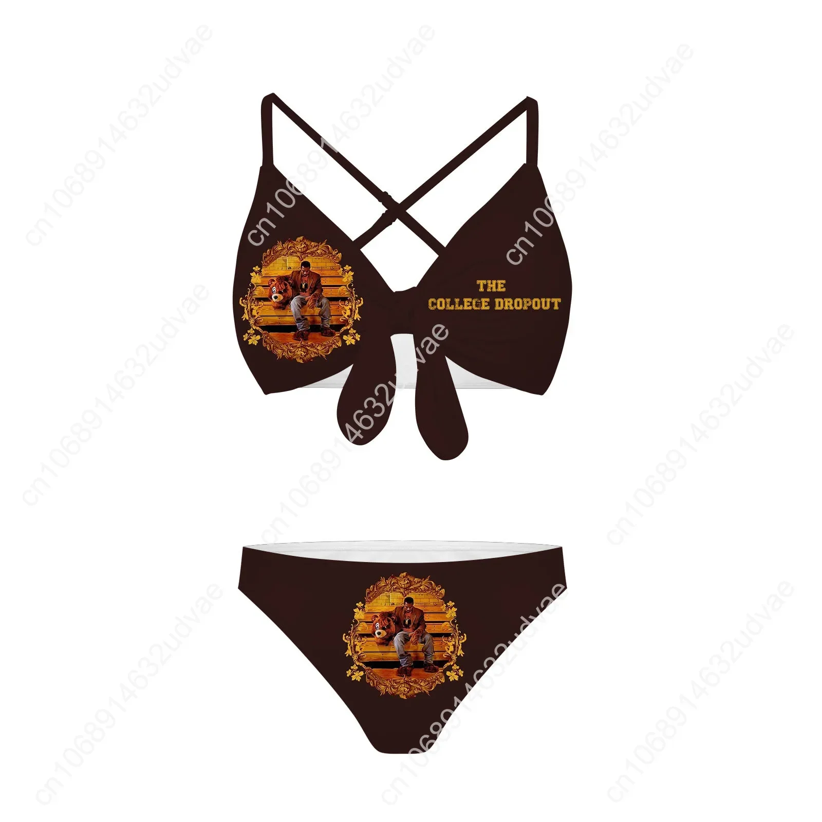 ملابس سباحة نسائية مخصصة بحمالات متقاطعة على طراز كاني ويست، بيكيني شخصي لحفلات حمام السباحة، ملابس شاطئ مخصصة