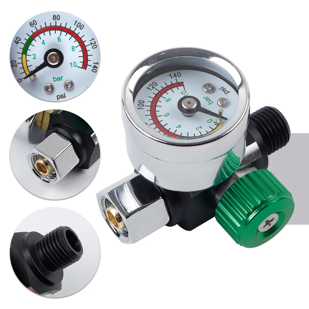 Spray Gun Air Pressure Regulator, Spray Gun Air Pressure Gauge, G1/4 Threaded Interface, Pneumatic Tool Accessory, For Spray Gun