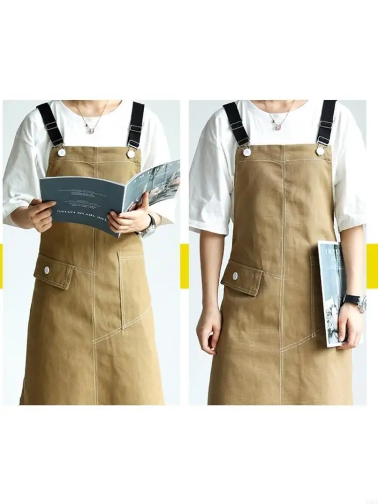 Color Apron with Pocket for Cross Back Adjustable Hanging Buckle Kitchen Chef Bib for Barista Florist Garden