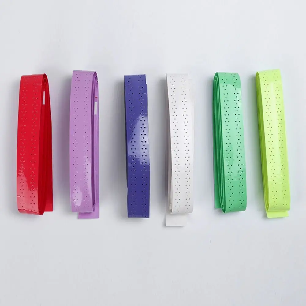 PU Badminton Racket Grip Tape Anti Slip Sweat Absorbent Badminton Overgrip Perforated Raised Ribbed Racket Handle Wrap