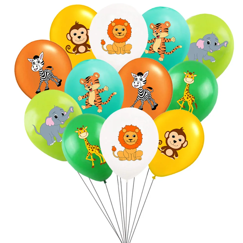 12 Inch Jungle Animal Latex Balloon Giraffe Lion Tiger Balloon Children Safari Birthday Party Decoration Baby Shower Ball