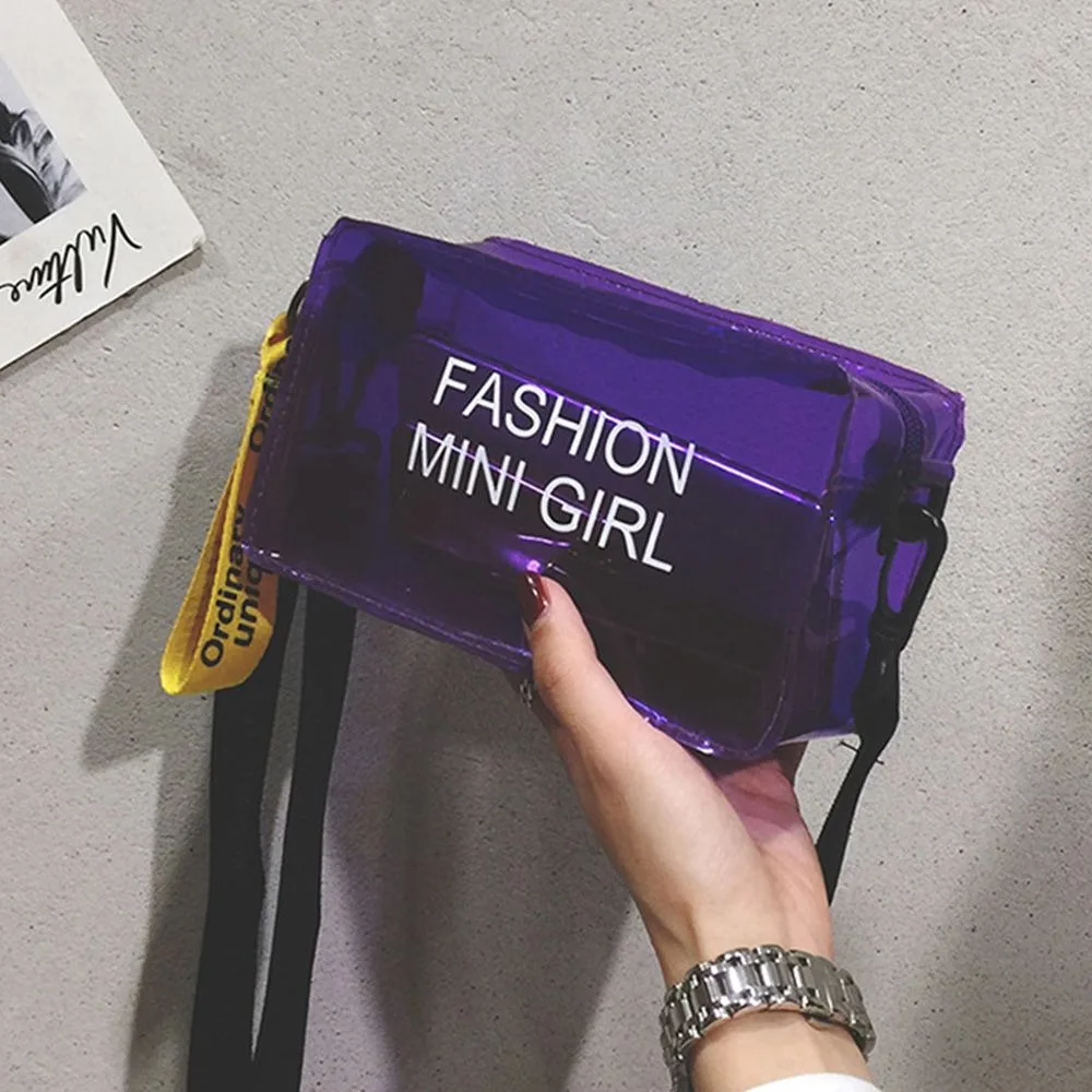PVC Women Purses Sweet Clear Handbags Shoulder Bag Messenger Bag Crossbody Bags Transparent Jelly Bag