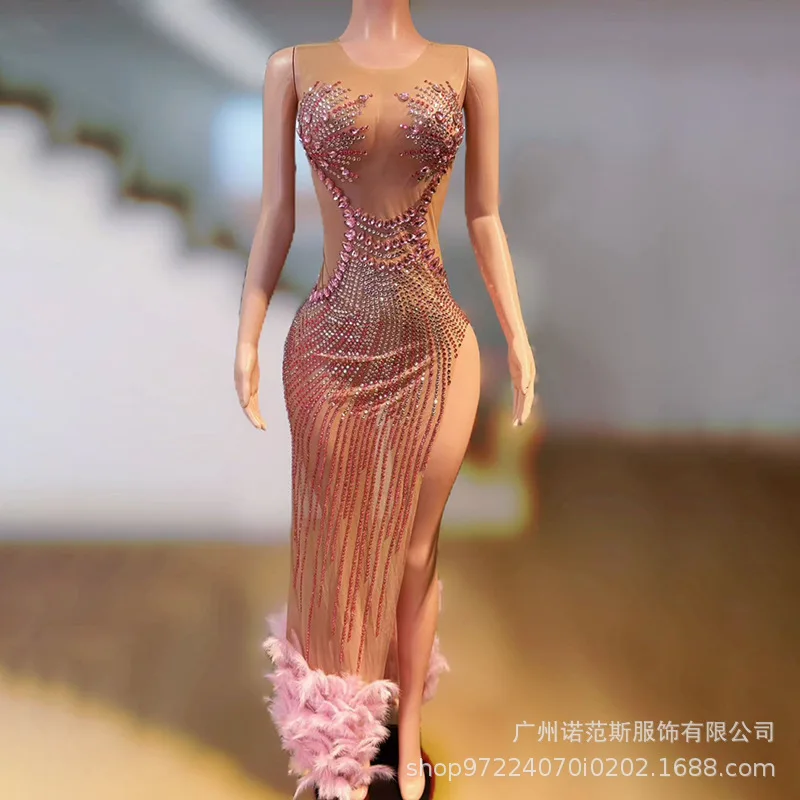 Abito sexy in rete prospettiva Cocktail Party Serata Banchetto Host Performance Dress Abiti Para Graduación Mini Vestido Sexy Hot