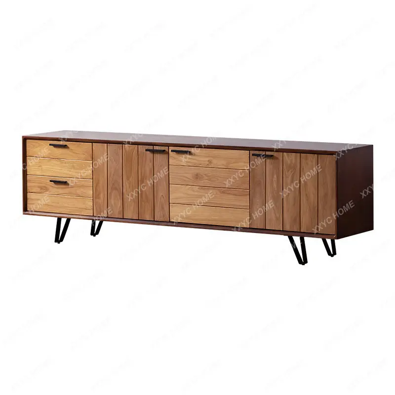 Solid wood simple living room storage audio-visual cabinet old high TV cabinet