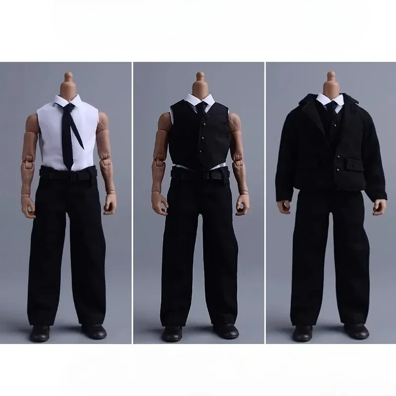 

Комплект одежды для фигурок 1/12: мужской костюм (жилет, брюки, галстук) — модель, подарок, аксессуар для 6-дюймовых экшн-фигурок