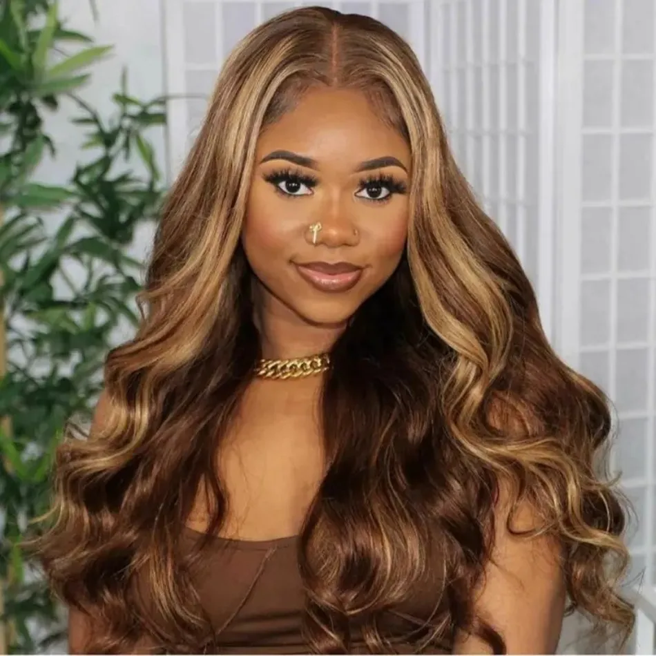 

Body Wave Human Hair Wigs 427 Highlight 13X6 Hd Lace Frontal Wig 100% Human Hair 250 Density For Women Pre Plucked Brazilian Wig