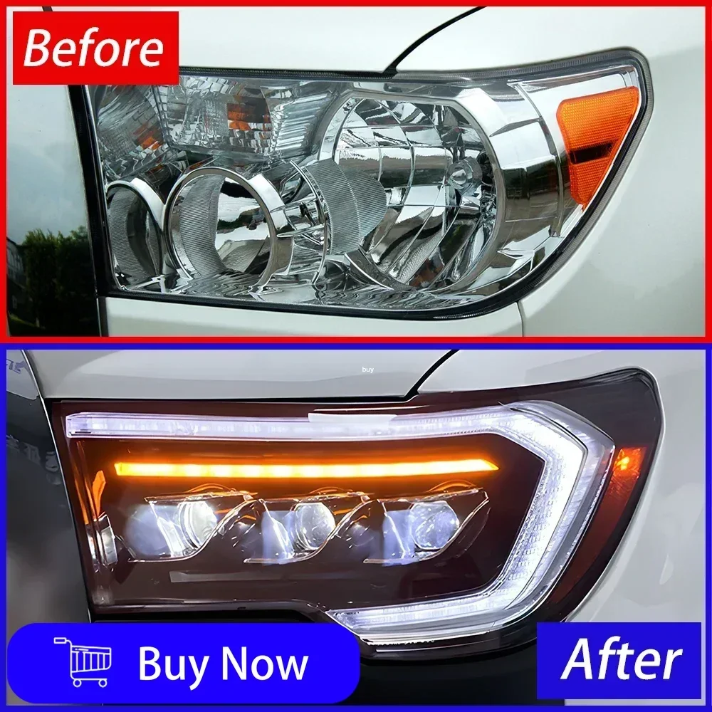 For Toyota Tundra Sequoia 2007-2013 Auto Headlights Assembly Upgrade LED Dynamic 3 Projector Lens Car Front Lamps Accessories