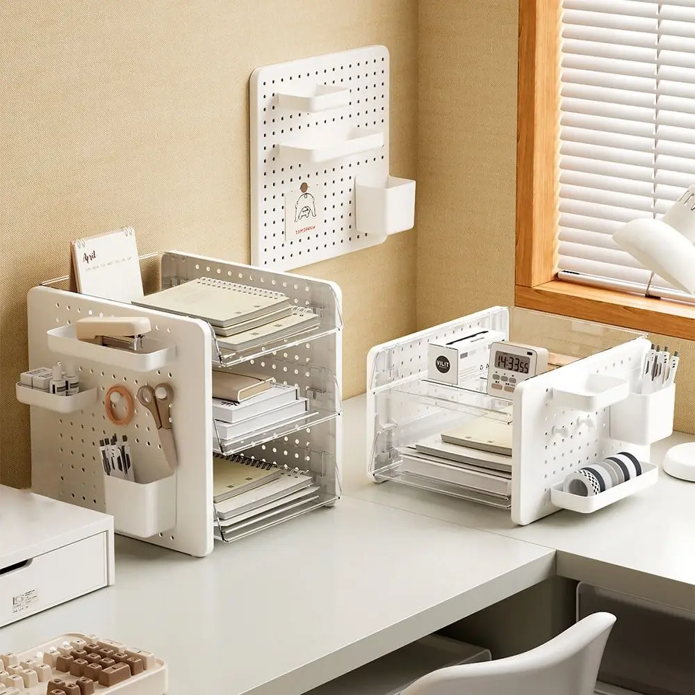 

Creative Bathroom Counter Rack Large Capacity Hollow Desk Stationery Organizing Box Foldable Detachable Dressing Table Organizer
