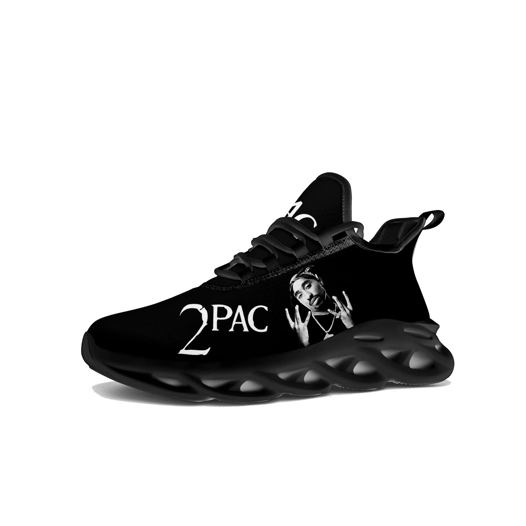 2Pac Hip Hop Rapper Flats Sneakers Mens Womens Hot Pop Sports Running Shoe Sneaker Lace Up Mesh Footwear Tailor-made Shoe Black