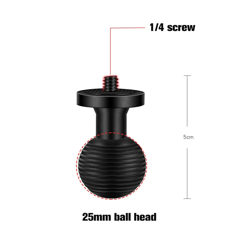 Adapter śrubowy 25 mm / 1 cala do mocowania kulowego 1/4 do standardowych mocowań przemysłowych do uchwytu motocyklowego kamery DJI GoPro Insta360