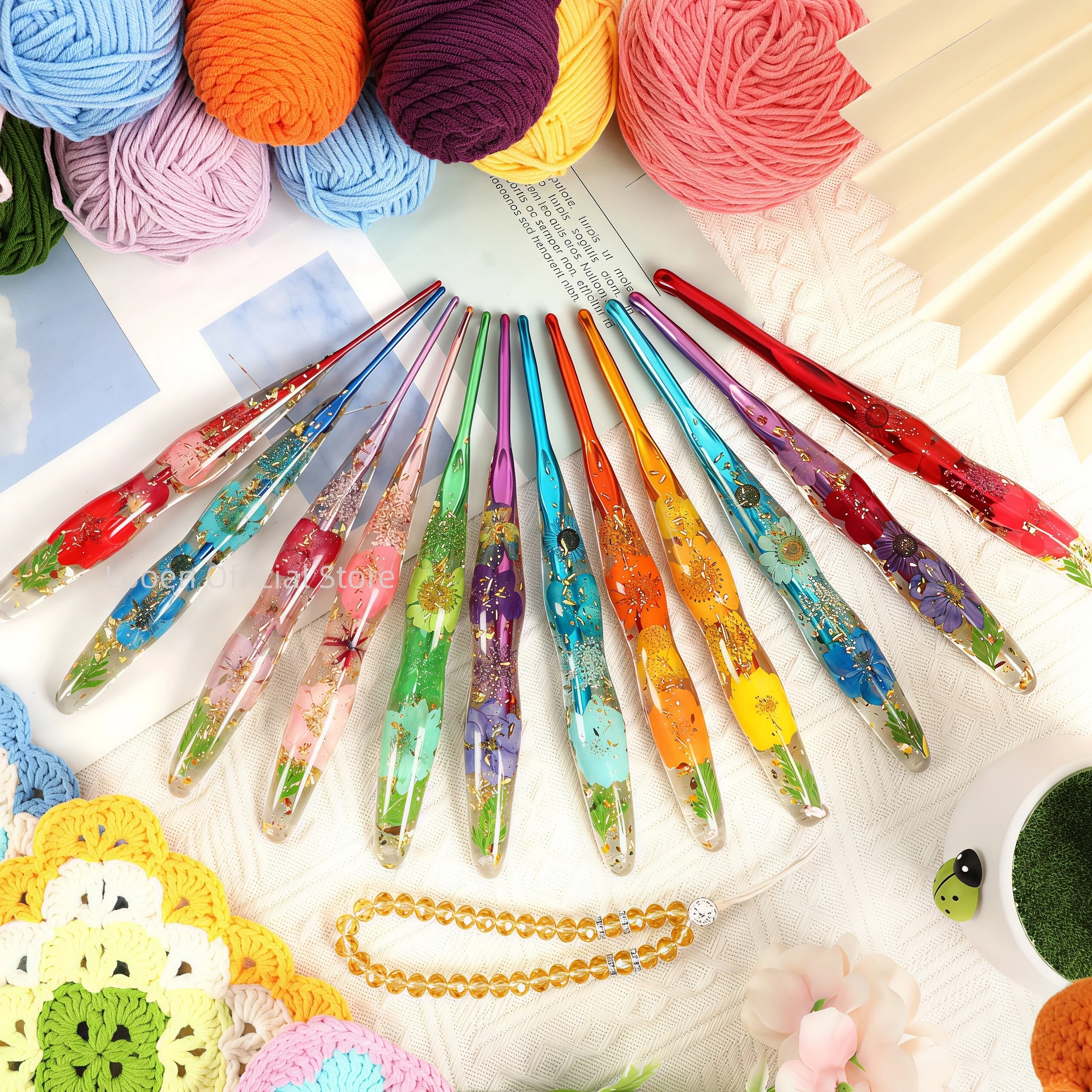 1/3pcs Ergonomic Resin Crochet Hook 2.0-8.0mm Aluminum Knitting Needle DIY Yarn Weaving Knitting Crocheting for Beginner