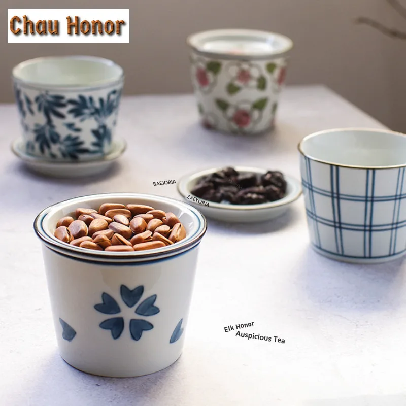 ZAEYORIA 200ml Japanese-style Pig-mouth Ceramic Teacup Ancient Tea Bowl With Lid Water Jug Tea-tasting Meditation Cup Teaware