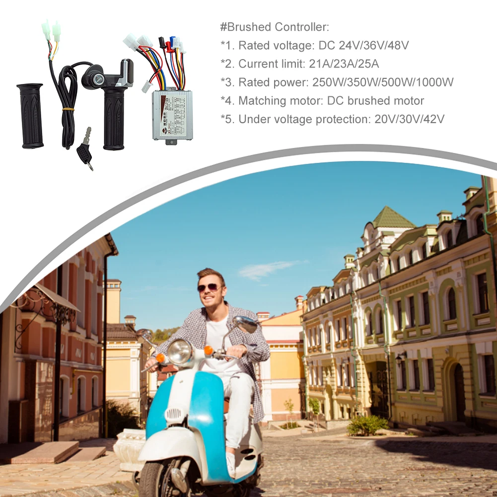 

Electric Bike Motor Brushed Controller and Throttle Twist Grips 250W/350W/500W/1000W Scooter Speed Controller Scooter Accessorie