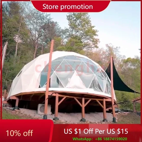 

Luxury Roof Pvc Heated Eco Prefab Transparent Geodesic Dome Hotel glamping tent House Desert round dome tent For camping