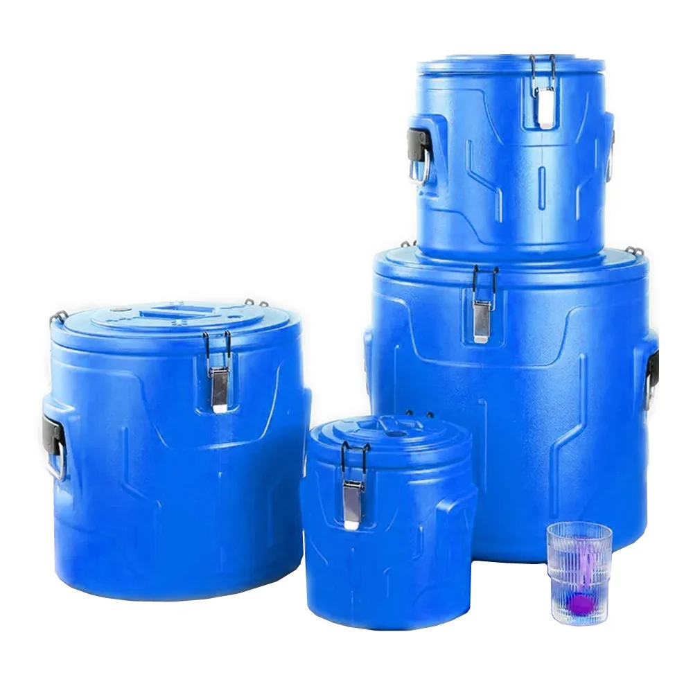 Commercial Catering Insulated Food Bucket 10L 30L 50L 70L Cream Thermal Soup Barrel Set with Metal Latch for Hotel