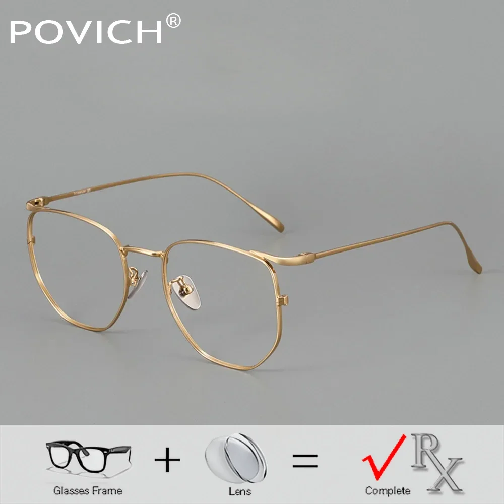 

Big Polygon Titanium Prescription Glasses Men High Myopia Bifocal Spectacles Progressive Optical Multifocal Eyeglasses Vintage