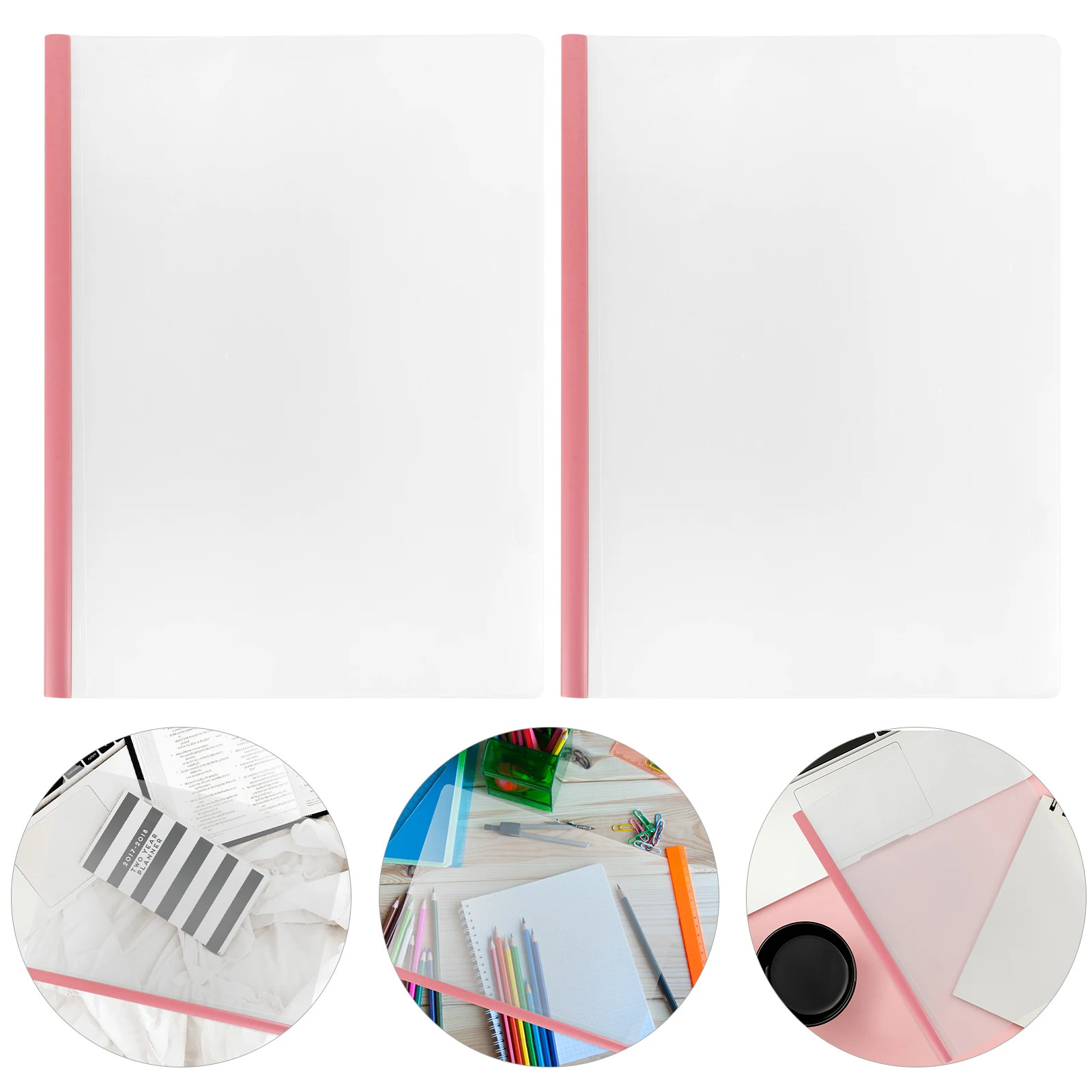 

10 Pcs Clear Report Covers Sliding Bar Foldable Files ganizer Pink Paper Work Lightweight Portable Document Folder