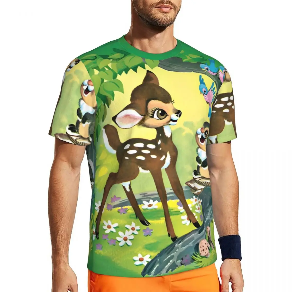 

Bambi Cartoon T-Shirt Popular Running T-Shirts Short-Sleeved Quick Dry Tops Summer Y2K Classic Oversized Tees