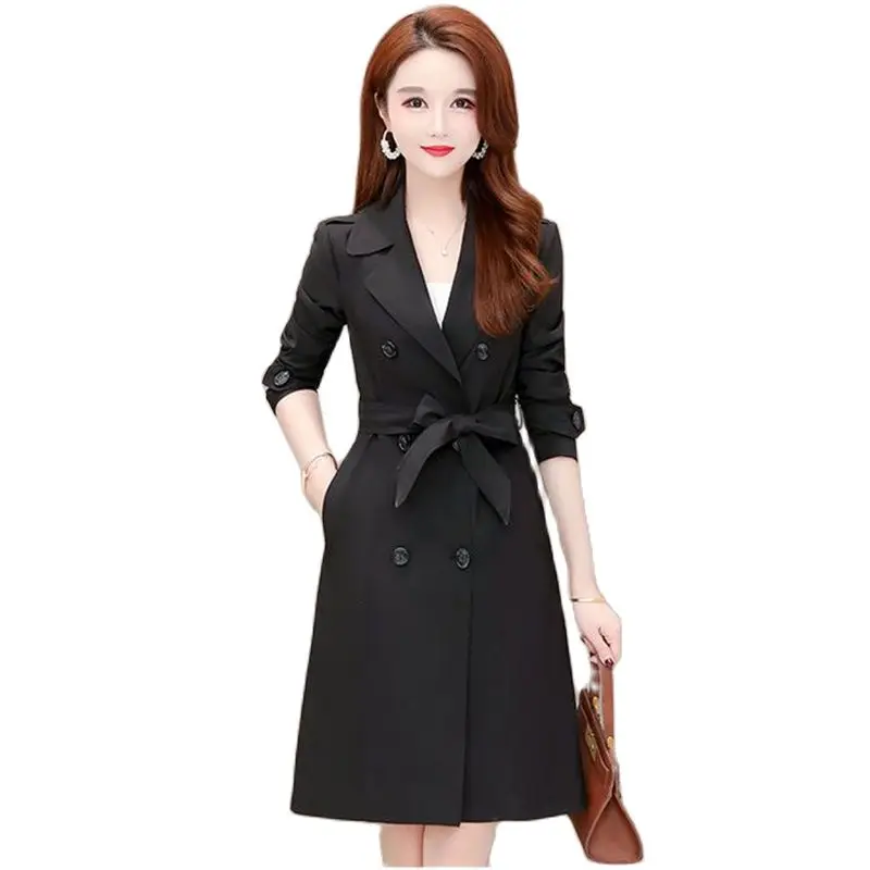 

Ln Spring And Autumn Of The New Popular Joker Fashion In Long Belt Trench Coat Loose Coat Ladies Korean Version Of Slim Coat