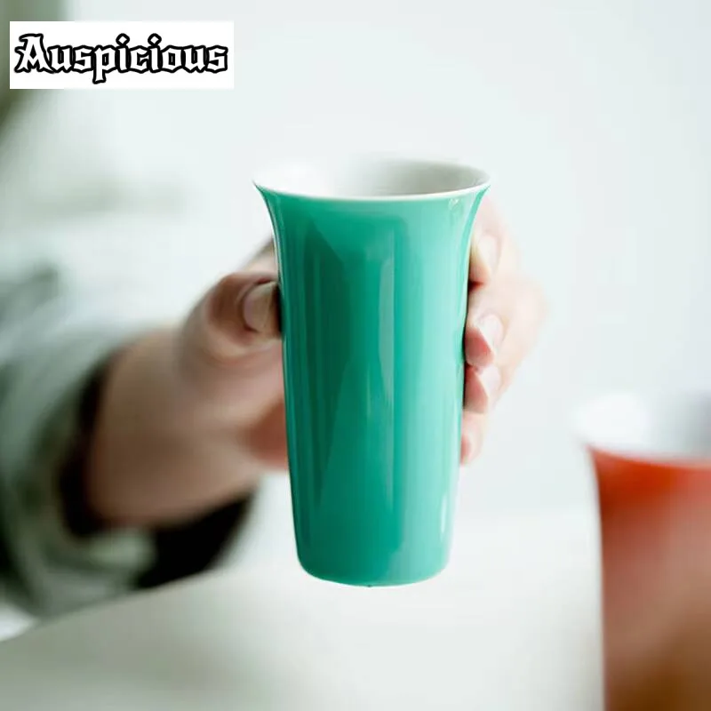 2pc/Set Turquoise Green Ceramic Tea Cup Porcelain Master Cup High Juxiang Cup Kung Fu Tea Single Smelling Cup Drinking Gift 90ml