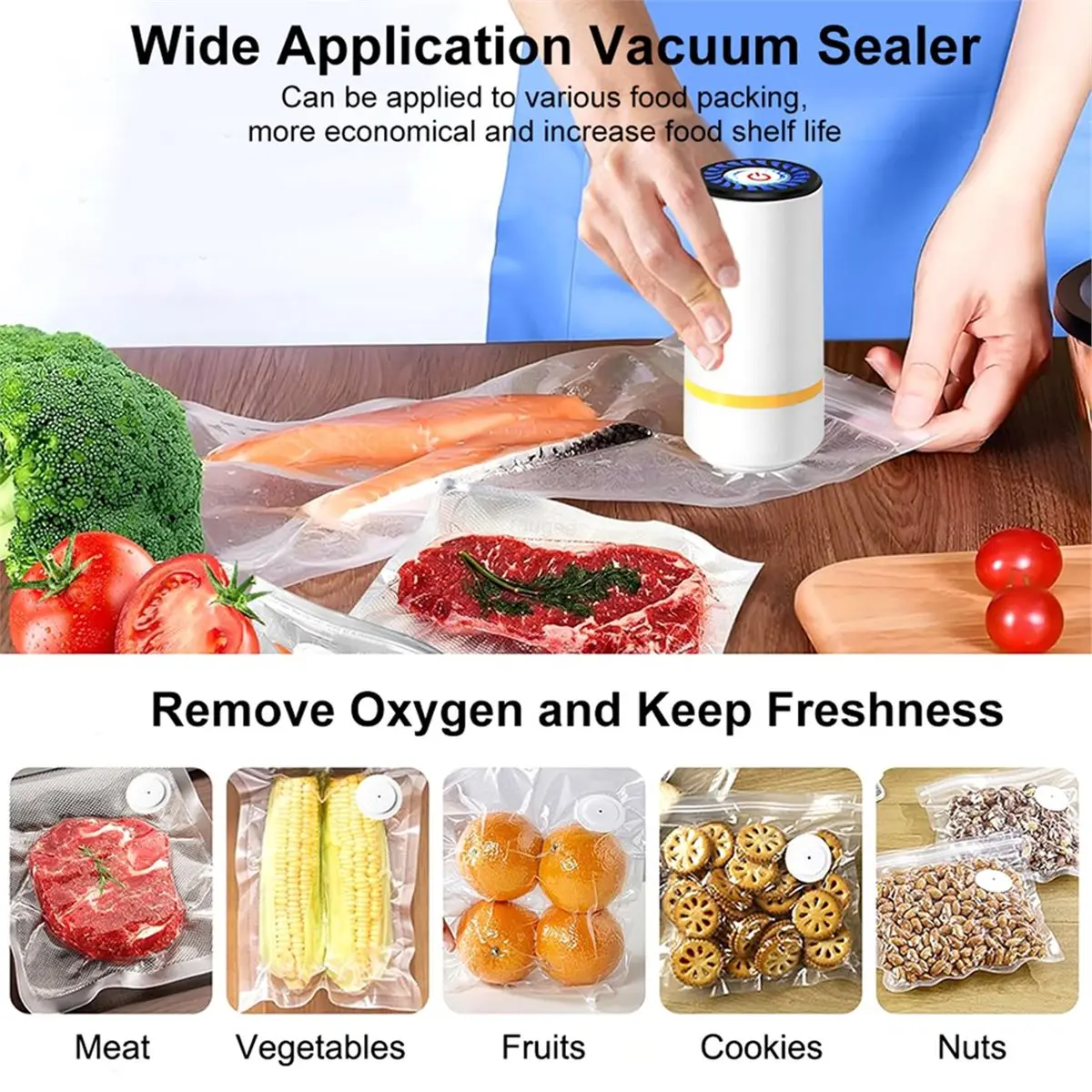 Electric Air Pump Rechargeable for Food Fresh-Keeping Vacuum Sealed Bag Storage Bag Automatic Vacuum Compression Machine