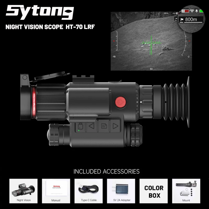 New SYTONG HT-70 LRF Night Vision Scope Built Ballistics Calculator Integrated Infrared HD- NV Sighting Optic Hunting Monocular