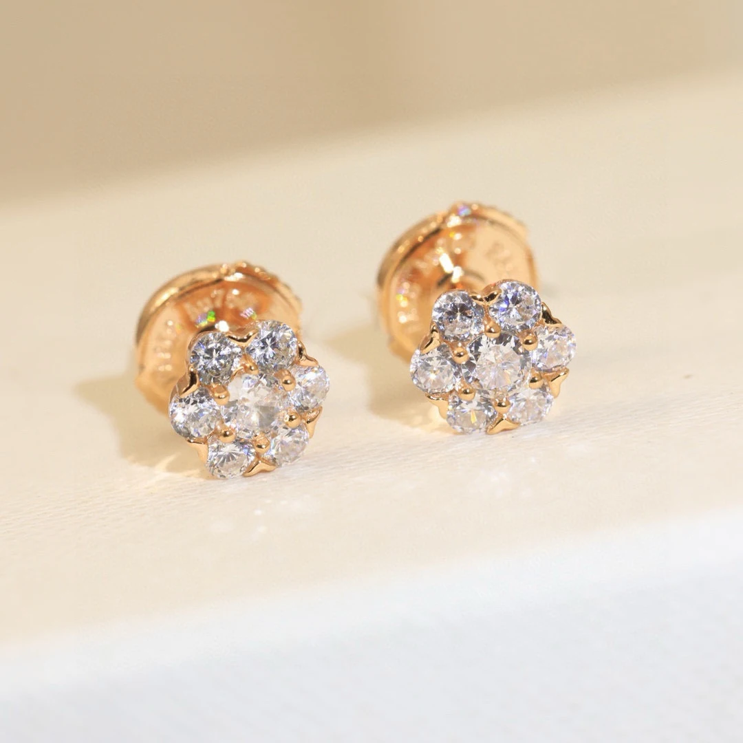 حار العلامة التجارية الجديدة مجوهرات نقية عباد الشمس أقراط فاخرة تصميم الزفاف موضة حفلة أقراط الماس الفضة 2025 مجوهرات عصرية