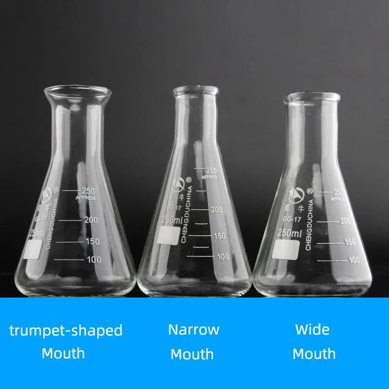 1piece 50ml-1000ml Borosilicate Glass Conical Erlenmeyer Flask for Lab Chemical Equipment