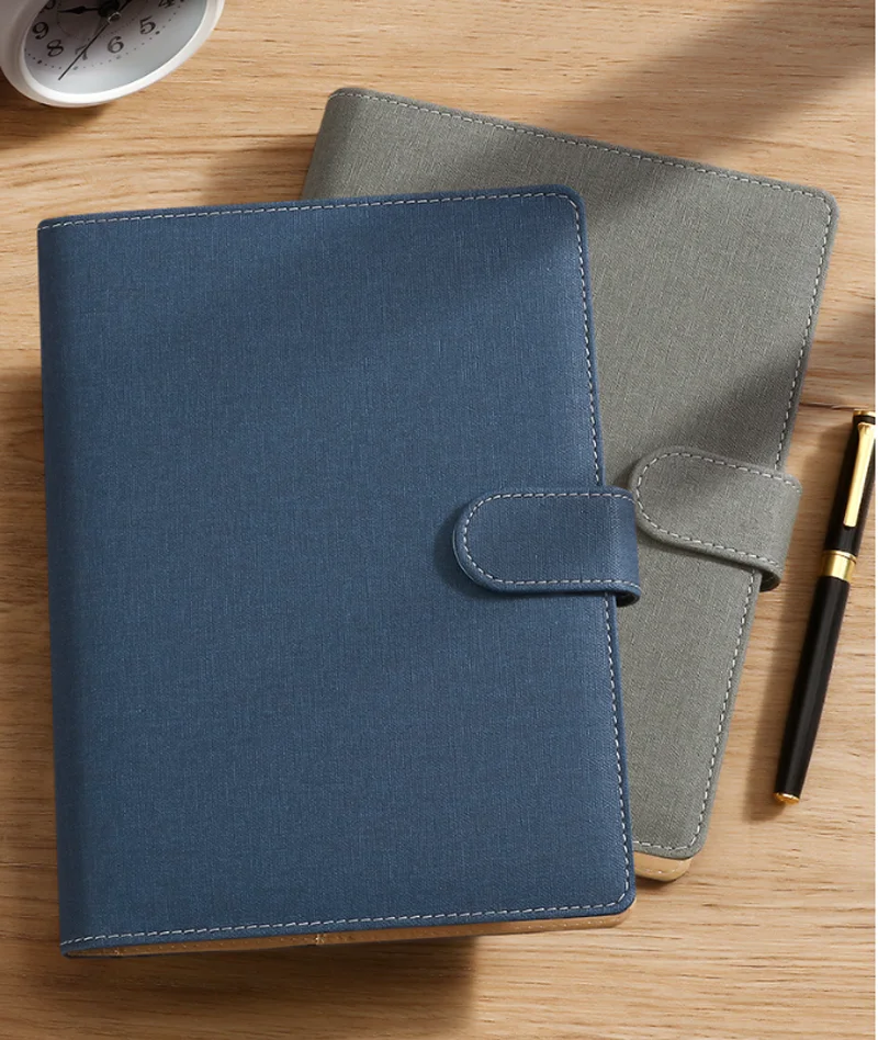 Cuaderno portátil de cuero PU con anillo de hebilla desmontable de hojas sueltas, cuaderno de negocios grueso A5, cuaderno de oficina, juego de