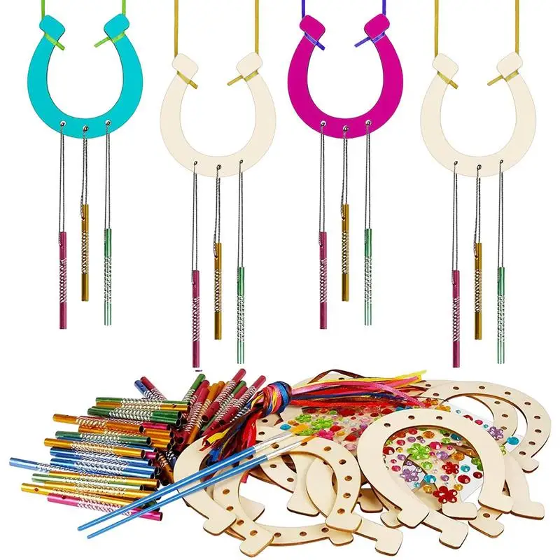 Wind Chime Craft Kit DIY Horseshoe Shape Wind Chimes Window Art Kit Creative Horseshoe Shape Wind Chimes For Party Patio Home