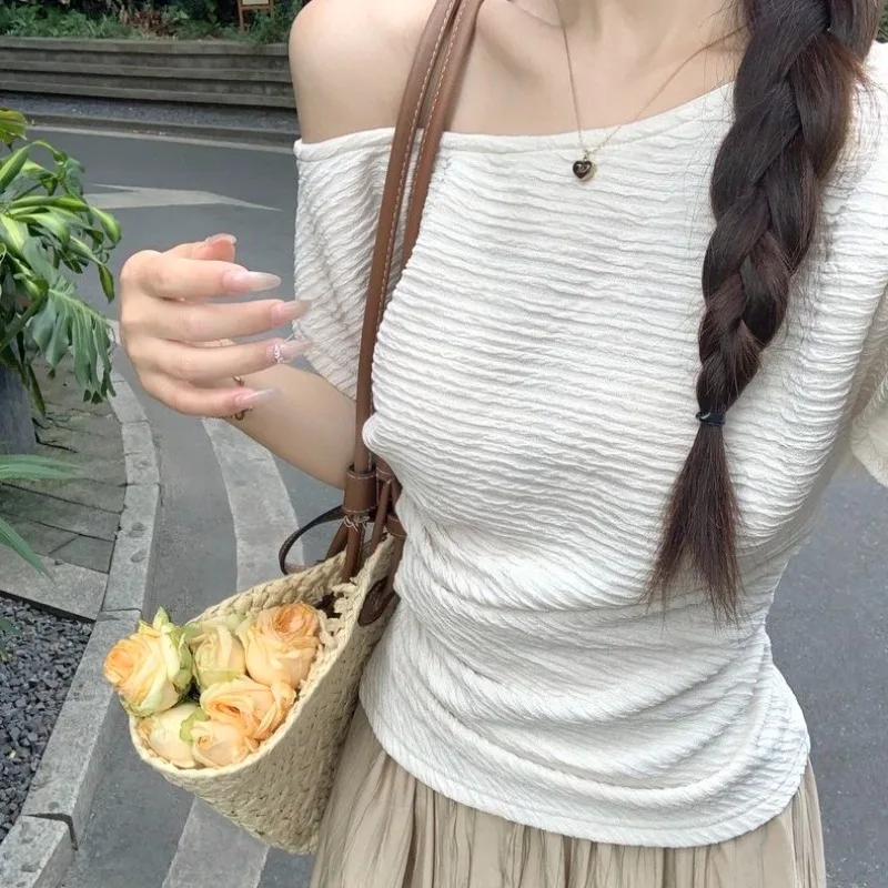 Women Clothing Summer Simplicity Casual Korean Fashion Solid Color O-neck Female Appear Thin Slim Short Sleeve Tshirt Cardigan