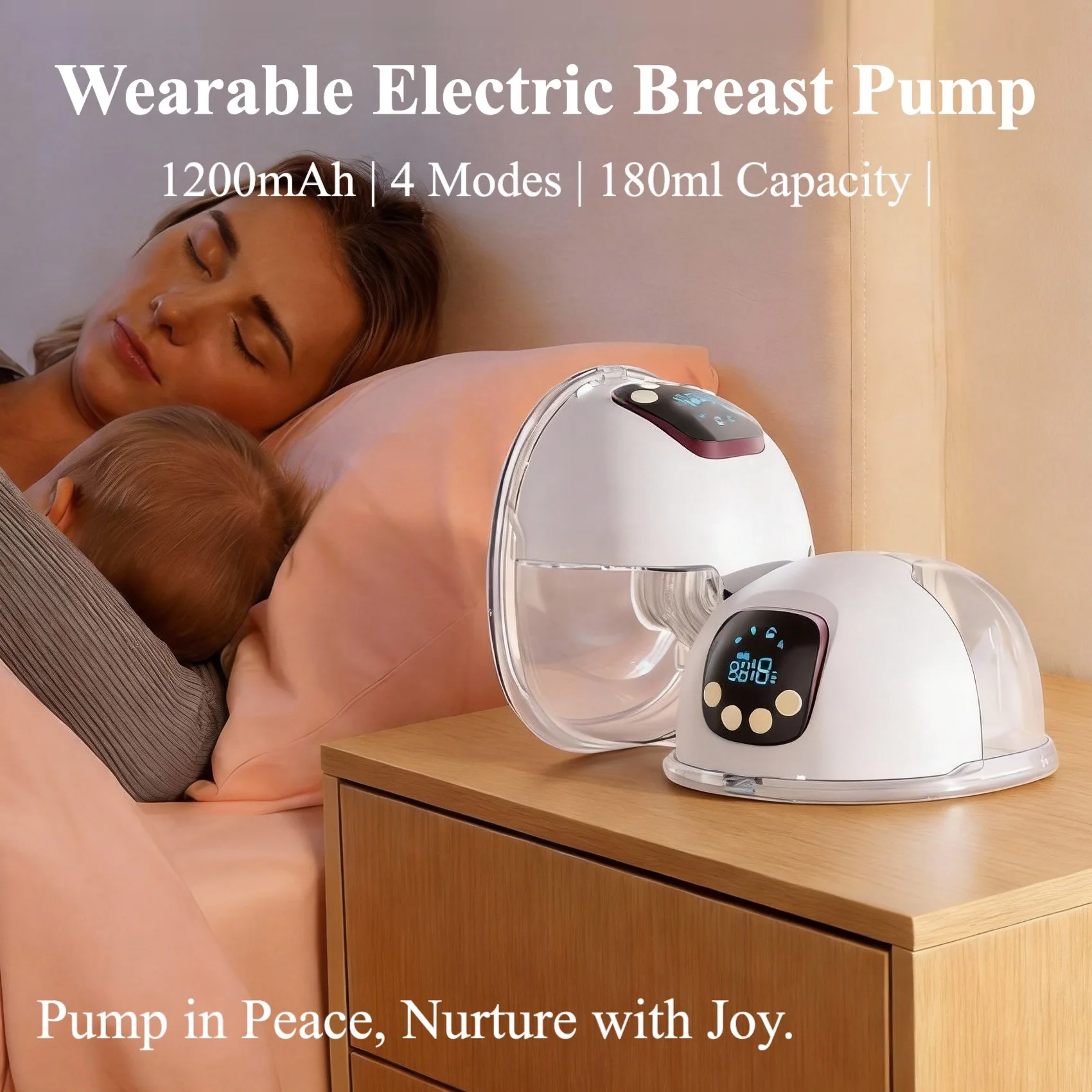 

Portable Double Wearable Electric Breast Pump Hands-Free Milk Extractor 4 Modes 60 Levels Silent LED with Case for Breastfeeding