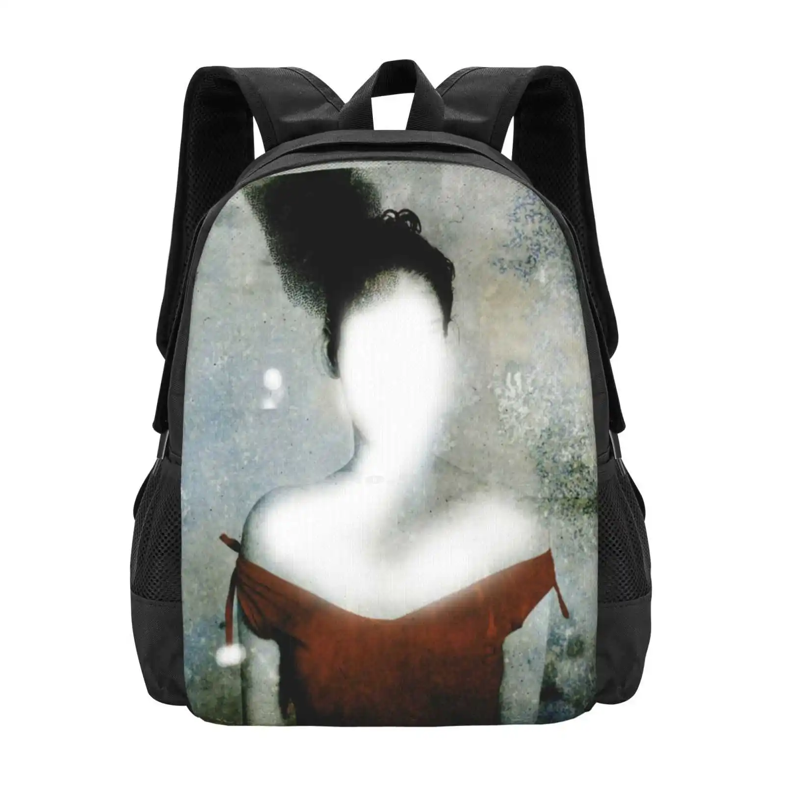 Visages De L'Etrange Hot Sale Schoolbag Backpack Fashion Bags Portrait Faceless Woman Red