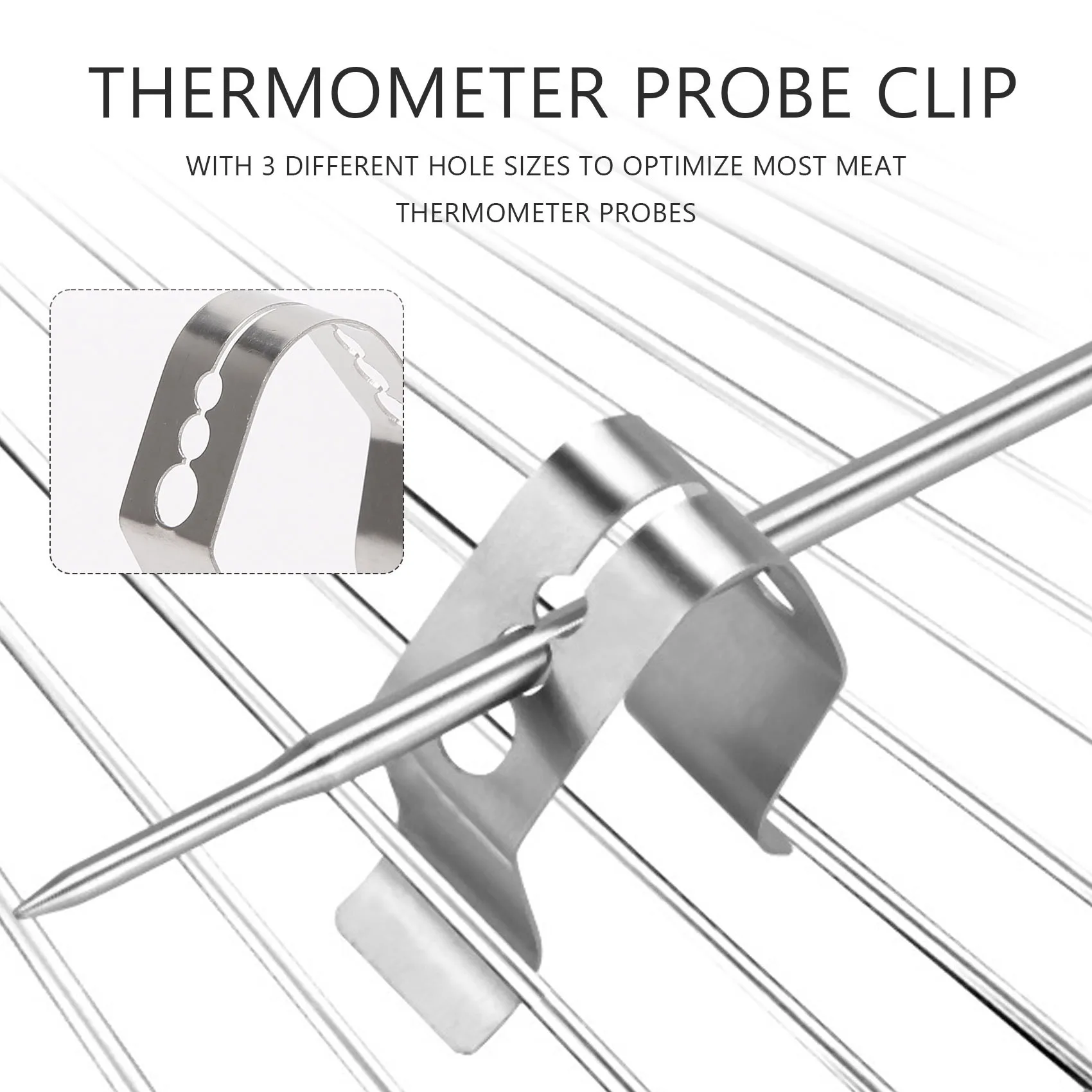 ABFKL Universal A Style Meat Thermometer Probe Clip Holder Ambient Temperature Readings BBQ Smoker Oven Grill,Set of 2