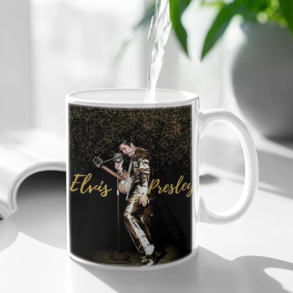 E-Elvis Presley Rock Singer Anime Ceramic Cup Coffee Oatmeal Breakfast Cup Creative Personality Mug