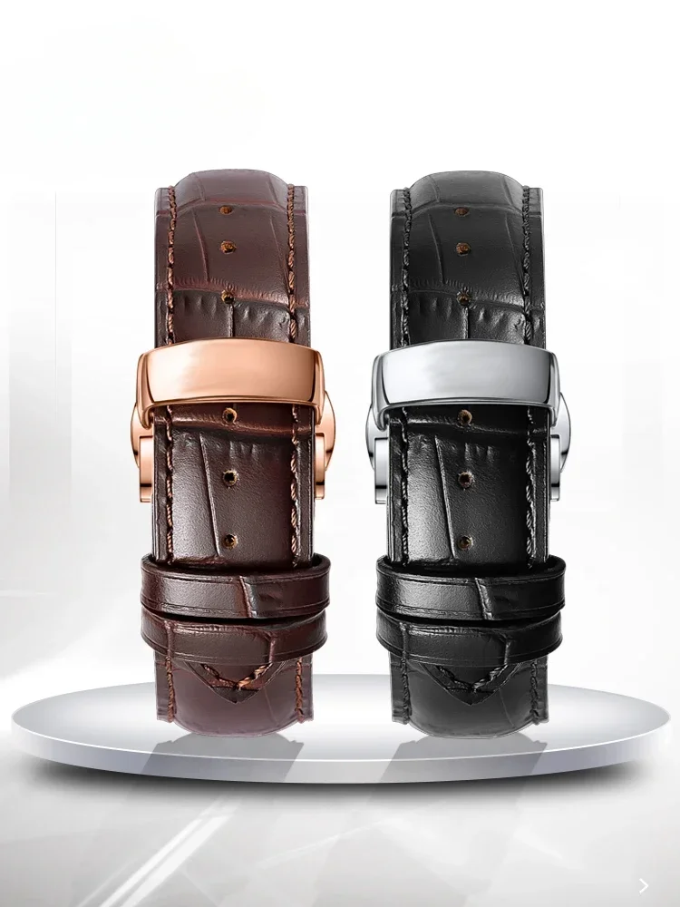 For Tissot Genuine Leather 20 21 22 18 19mm Duruer Couturier  Watch Strap 1853 Le Locle Butterfly Buckle Junya Watchband