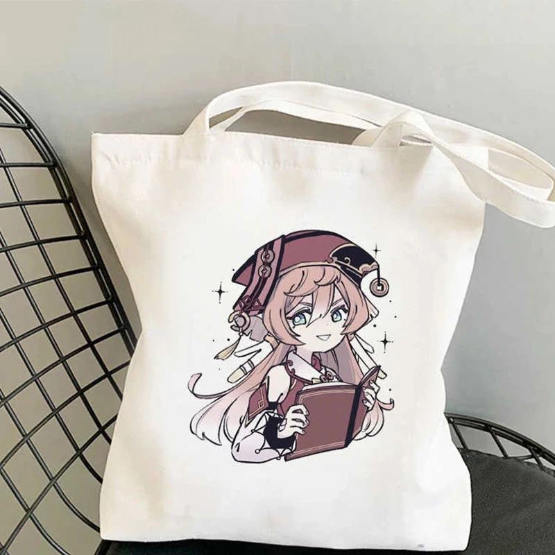 Genshin Impact Shopping Bag Graphic Tote Harajuku Shopper Bag Women Canvas Shoulder Bag Female Ulzzang Funny Eco Large-capacity