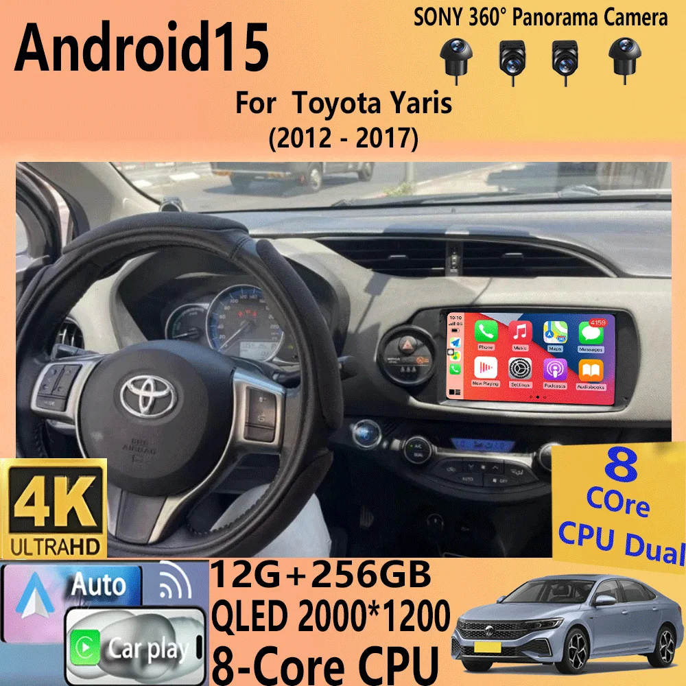 

Автомобильный радиоприемник Android 15 Carplay для Toyota Yaris 2012 2013 2014 2015 2016 2017, навигация, GPS, мультимедийный плеер, стерео Wi-Fi BT Auto
