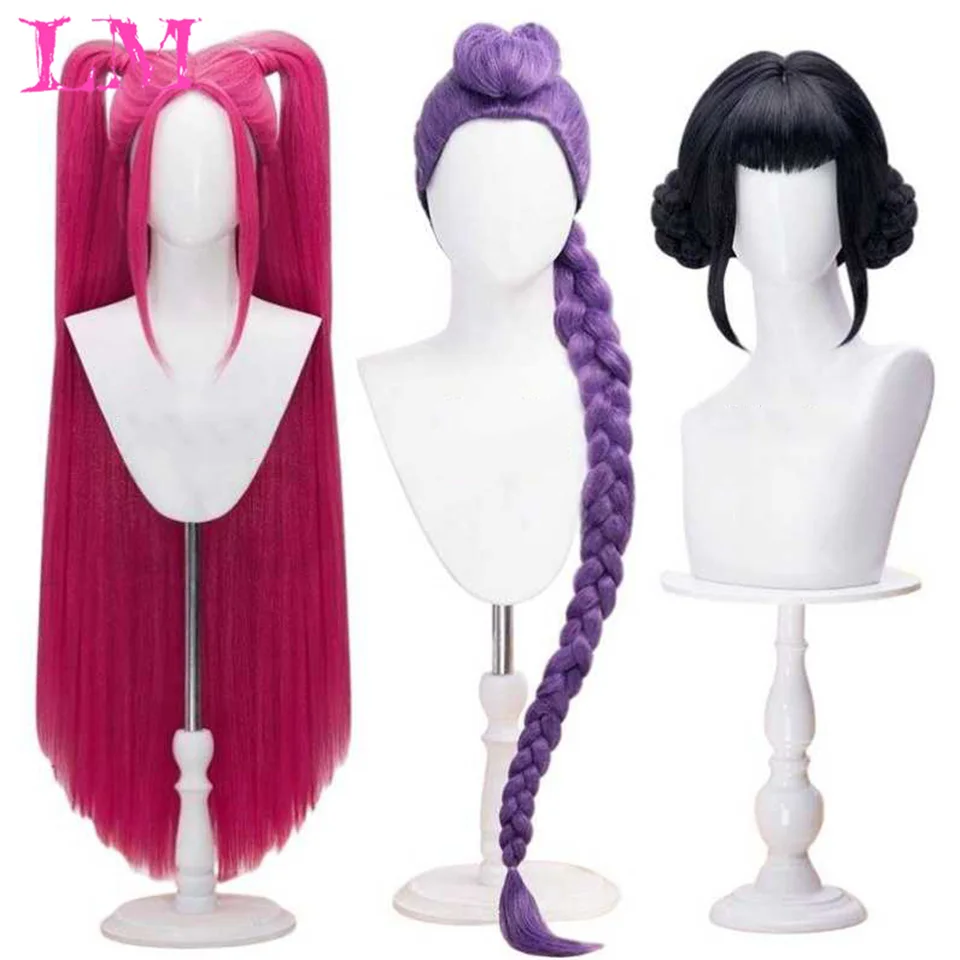 

LM ﻿ Синтетические волосы, парик для косплея, костюм охотника на демонов, парик для косплея Руми, аниме, парики, длинные прямые волосы, аксессуар