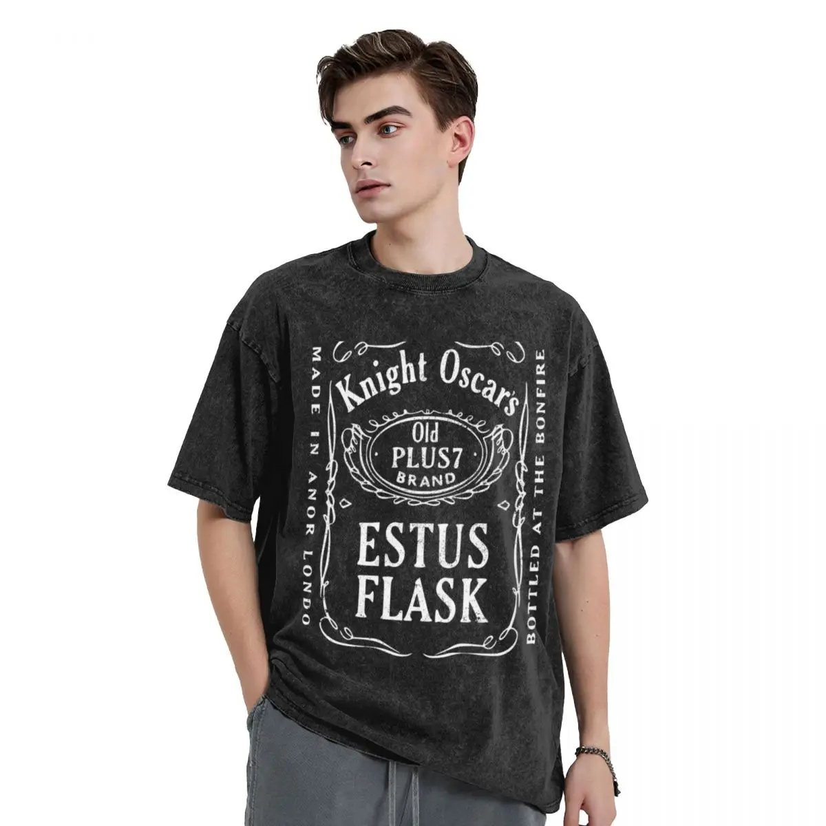 Knight Oscar's Estus Flask - Bottled at the Bonfire - Gamer Gift T-Shirt kawaii clothes Blouse cotton t shirt men