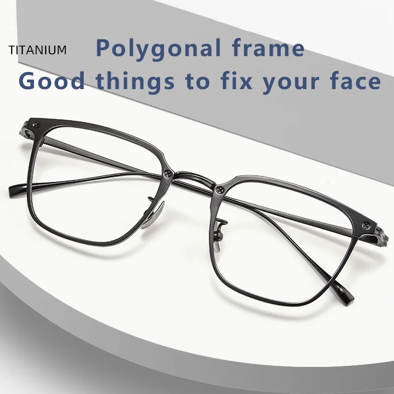 Pure Titanium Square Glasses Frame for Men Retro Prescription Eyeglasses Frames Women 2023 Vintage Myopia Optical Woman Eyewear