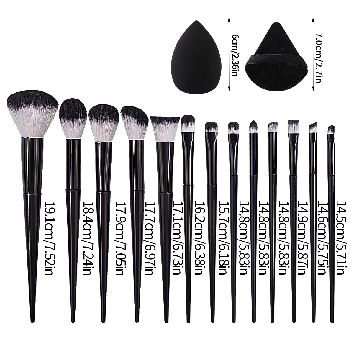 17PCS Makeup brush set: Blush, eyeshadow, concealer brush + Super soft triangular powder puff & water Drop beauty egg